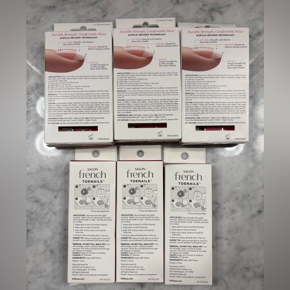 6 Pack Kiss Acrylic French Nails - Classic White and Nude Finger & Toe Mani Pedi - Picture 4 of 4